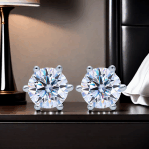 Classic six-prong 925 sterling silver 1/2/4/6CT D color VVS1 Moissanite stud earrings hot selling High-end style, elegant and fashionable, star style stud earrings