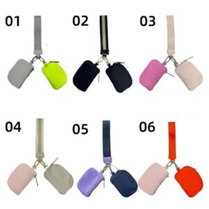 Yoga Wristband Handbag Keychain Yoga Gym Mini Designer Wallet With Detachable Zipper Surround Wristband Wallet Portable Coin Pink Pocket Bag