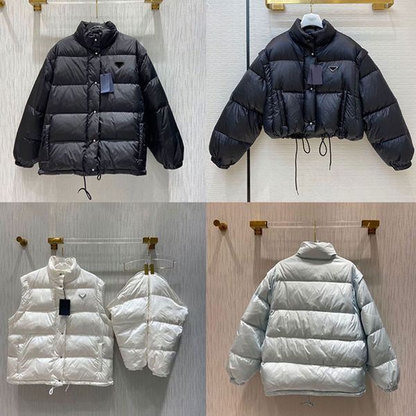 Womens Fashion Down Jacket with Removable Sleeves Winter Cotton Puffer Jackets Parkas with Letter logo Outdoor Jackets Coat Streetwear Warm Clothes