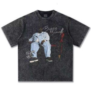 Cross-Border Brand Spring Summer BIGGIE Old Short Sleeve Fashion American Heavy 300g Crew Neck New T-Shirt