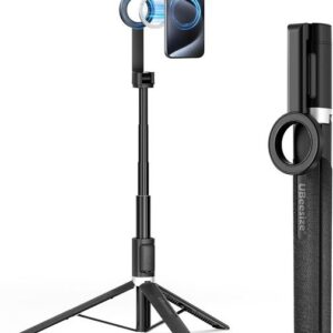 Universal Magnetic Phone Tripod Stand with Remote 64 Extendable for iPhone 12-15 Android Video Vlogging N52 Black
