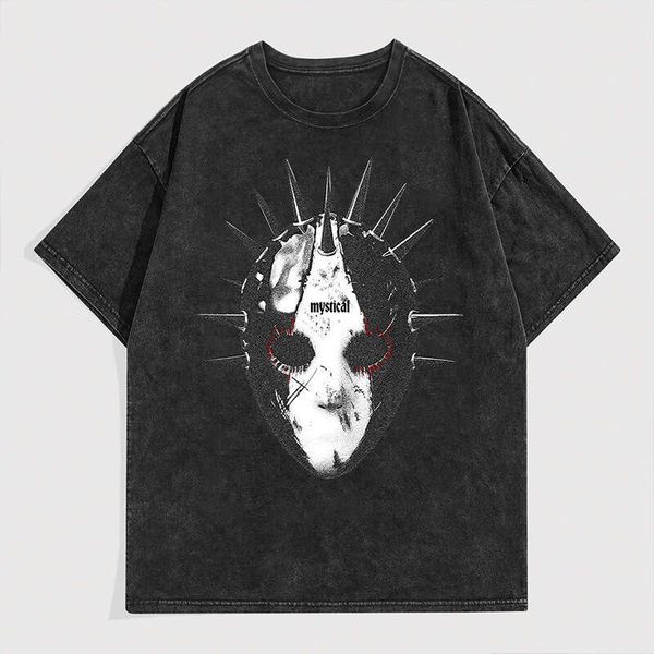 Style Washed Vintage Short T-Shirt for Men Loose Fit Pure Cotton Trendy Brand Half Sleeve Top