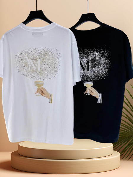 Hip Hop Inspired Men's Champagne Graphic Tee - Unisex Designer Casual Shirt