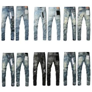 Mens Trousers Purples jeans for mens Denim Designer Jeans Men Black Pants High-end Quality Straight Retro Ripped Biker Jean Slim Fit Motorcycle Clothing