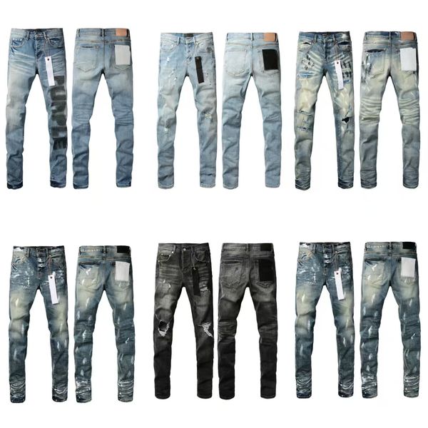 Mens Trousers Purples jeans for mens Denim Designer Jeans Men Black Pants High-end Quality Straight Retro Ripped Biker Jean Slim Fit Motorcycle Clothing