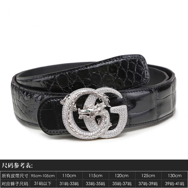 2024 Designer Men's Gift Box Dragon Head Buckle Inlaid Diamond Business Authentic Crocodile Belly Brand Belt Leather Trendy Fashion Youth