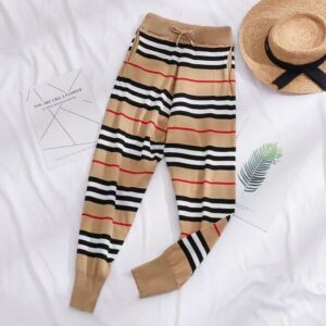 Designer High-quality Long Leg Nine-point Fashion Striped Knitted Casual Lace-up Pants Corseted Foot Sweatpants