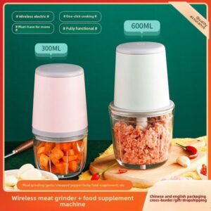 Electric meat grinder, household baby food machine, food processor, garlic mashing machine, wireless meat grinder, multi-functional kitchen appliance