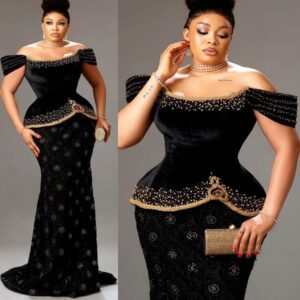 Black Mermaid Prom Dresses 2025 Off Shoulder Beaded Sequined Evening Formal Party Second Birthday Engagement Gowns Plus Size Dress For Special Occasions