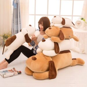 90cm Stuffed Animals Soft Stripe Dog Plush Toys Sleeping Pillow Large Childrens Doll Birthday Gift