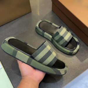 Designer Women Canvas Sandals Slides Genuine Leather Beige Brick Red Summer Beach Party Sandals