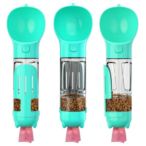 3 In 1 Portable Pet Water Bottle Food Feeder Drinker Poop Dispenser Multifunctional Drinking Cup Bowls For Dogs Outdoor Travel