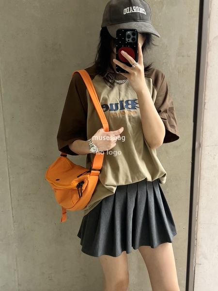 Summer new crossbody bag women's unisex wind casual fabric saddle bag simple lightweight wide strap bag trend