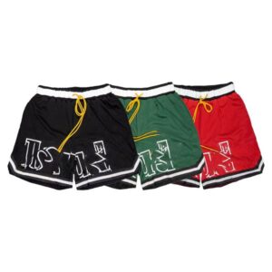 Simple white letter print quick dry gym shorts 3 colors