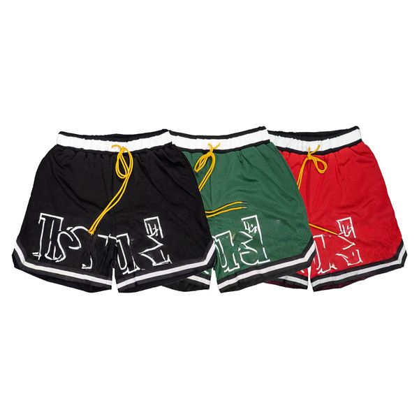 Simple white letter print quick dry gym shorts 3 colors