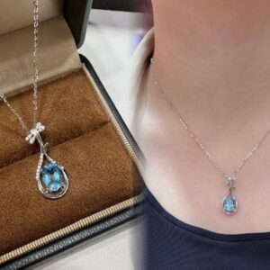 2025 French Retro 925 Sterling Silver Natural Topaz Multi-style Blue Irregular Gemstone Pendant Necklace For Ladies Jewelry Gifts