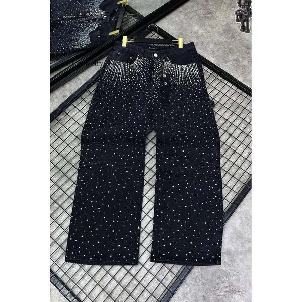 purples Jeans Men's Jeans Vintage Full Diamond Sequined Shiny Y2K Clothes Mens Womens Harajuku Hip Hop Retro Baggy Low Waist Wide Leg Trousers 6d9