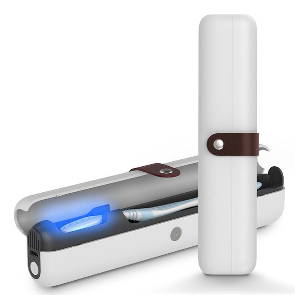 Portable UV Toothbrush Disinfection Box for Toothbrush Heads and Chopsticks Mini Travel Version with Sterilization Function No hole-punch storage rack