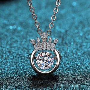 Women's Elegant Moissanite Crown Neckpiece | Lightweight 925 Silver, 0.50 ct Simulacrum Diamond Drop Earring Set