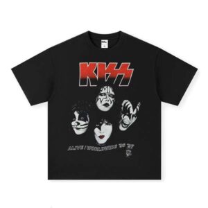 Kiss Rock Band Sweatshirt 100% Cotton American Crossover Print Short Sleeve Crew Neck Unisex T-Shirt