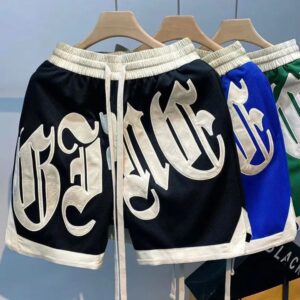 Y2K Mens Korean Streetwear Breeches Letter Embroidery Haruku Short Pants Gym Grunge Sweatpants Sport Bermudas Shorts Clothes 240115