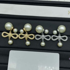 Vintage Pearl Letter Set Diamond Fringe Star Stud Earrings