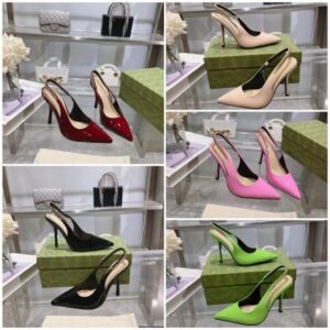 Fashion Women's High Heels 10.5cm Sexy Pointed Toes Metal logo Thin Heel Hollowed-out Back Fashion Shoes