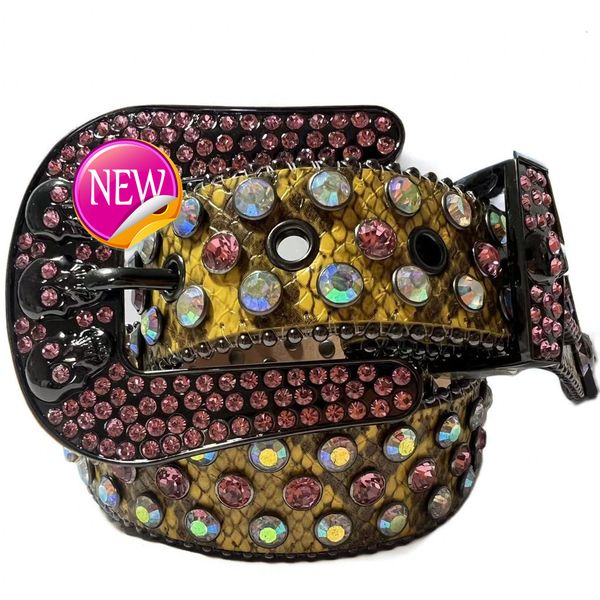 Classic Designer Bb Belt Simon Belts for Men Women Shiny diamond belt Gem skull scalp clasp rhinestones as giftokd