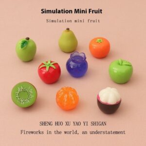 Charming Miniature Resin Food Accessories – Real-Looking Blueberry, Mangosteen, and Kiwi Decorative Pieces