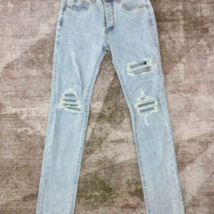 mens skinny Jean Stretchy ripped jeans Well-worn vintage denim ITALIAN STRETCH DENIM SUEDE PATCHES AT KNEES Wash destroyed patched slim pants Casual Sweatpant
