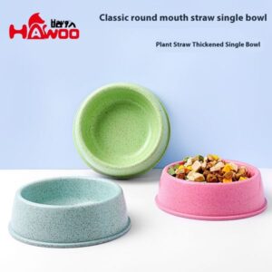 Eco-Conscious Nordic Inspired Small Dog Bowl – Durable Wheat Straw Round-mouth Pet Supplies