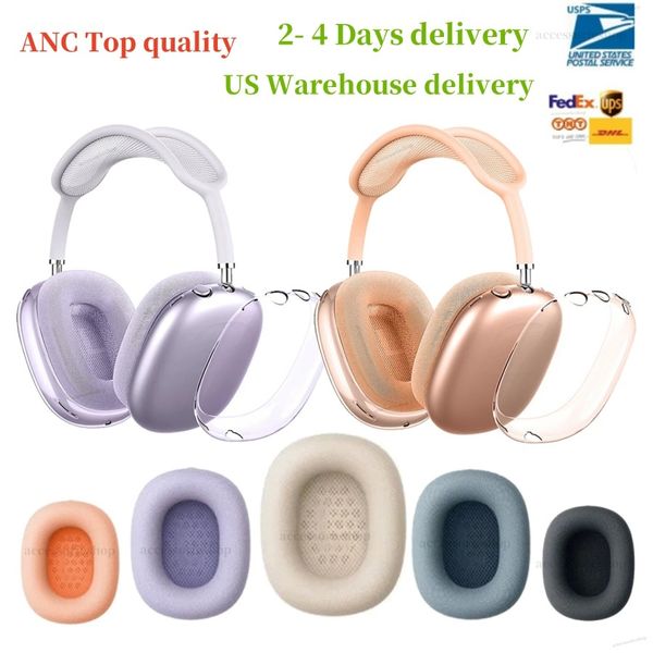 B1 MAX Top ANC Metal for airpods max air pro max 2 3 4 Headband Headphone Accessories Transparent Solid Silicone Waterproof Protective case air Maxs Headphones Case