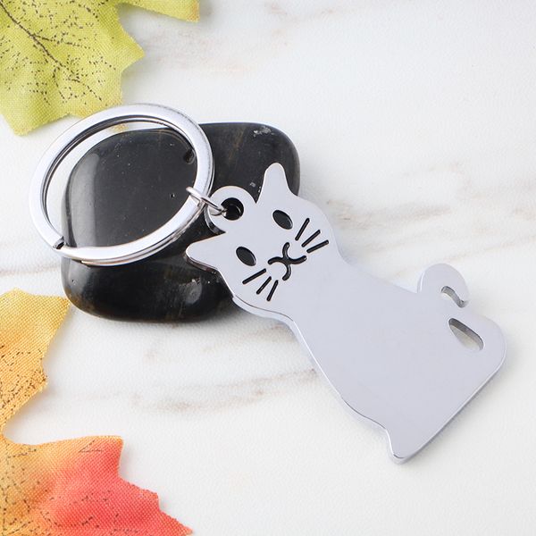 Animal Series Smooth Cat Keychain Keyring