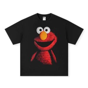 Aimeng Short Sleeve Sesame Street Print Heavy Wash Fashion Casual Style Unisex Gym Use 280g T-Shirt