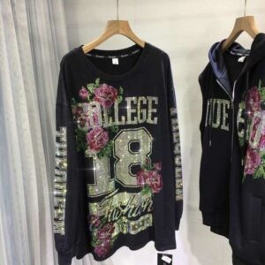 Original Design 150kg Heavy Embroidered Sweatshirt Women, Slim Fit Long Sleeve Fashionable Youthful sportwomenlongsleeve