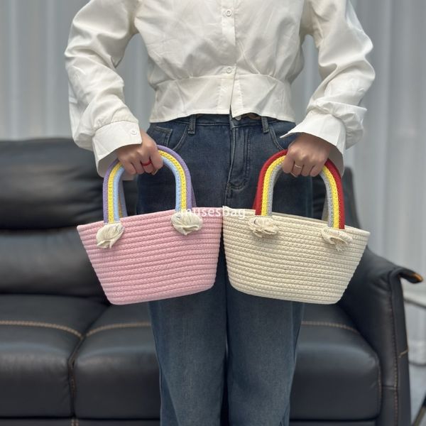 High quality women high-end rainbow bag large capacity carrying basket gift celebration centenary banquet storage basket classic practical vacation bag