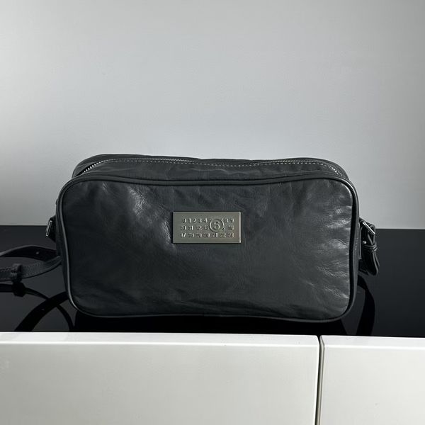 MM6 New Camera Bag Luxury A-A Counter Cowhide Women's Shoulder Bag Fashion Crossbody Bag Solid Color Versatile Handbag Same Style for Men and Women