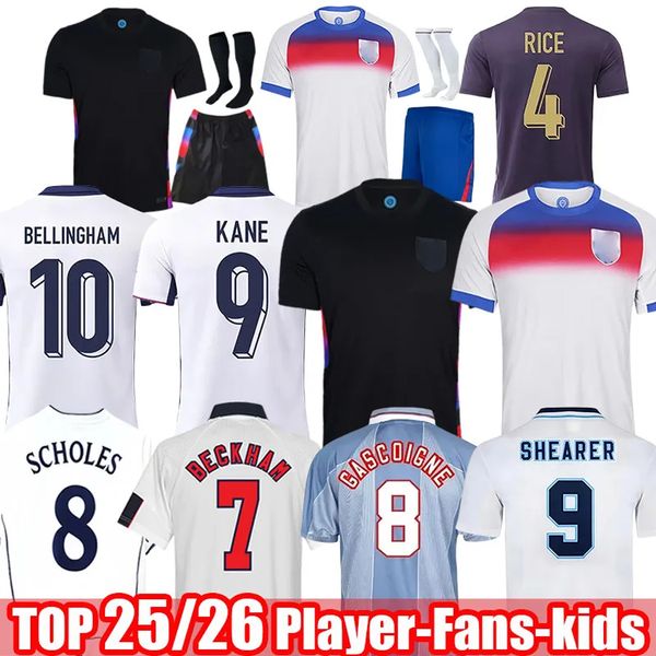 2025 2026 shirt BELLINGHAM Retro Soccer Jersey RASHFORD KANE SAKA RICE FODEN National Team Home White Away Men Ki
