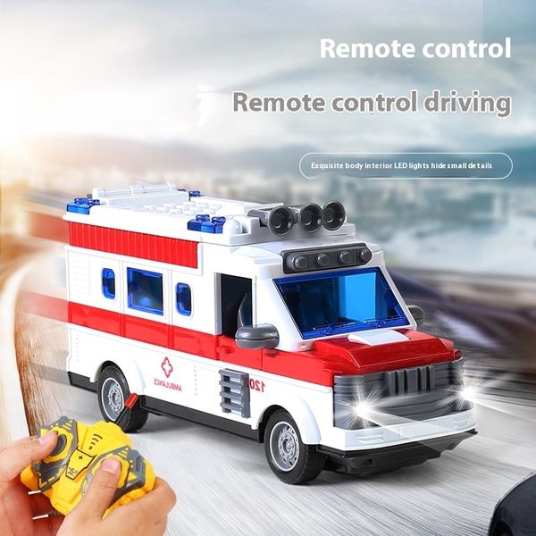 Electric/RC Car Ambulance Medical Rescue Vehicle Can Open Door Baby Yellow School Bus Simulation Model Toy