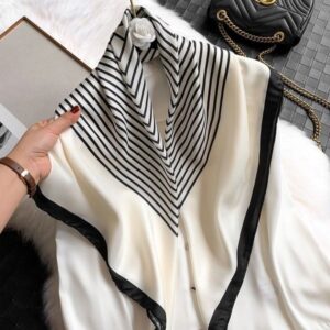 Luxury Brand Classic Simple Letter Design Satin Luxury Square Scarf Outdoor Shawl Silk Turban Beach Wrap Fashion Women Scarves 90*90cm