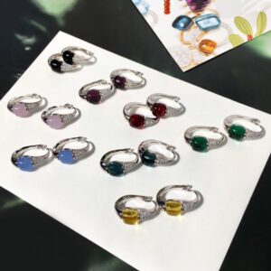 Elegant Mini Sugar Cube Earrings Gold Plated Brass with 8 Color Gemstones Sparkling Zircon Unique Design Vibrant and Chic Fashion Jewelry