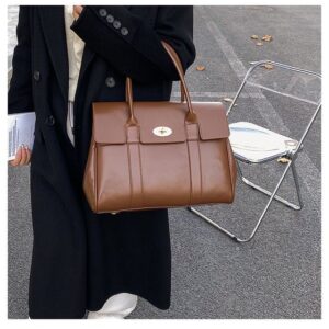 Genuine Leather Women's Hot New Briefcase: Versatile Shoulder Crossbody Handbag, Brown Classic bags