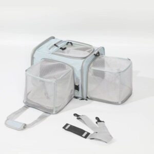 Pet aviation soft with bidirectional expansion, large capacity bag, portable for outdoor use, can be carried on the plane, single shoulder crossbody cat bag