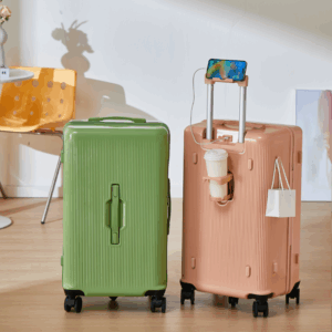 Zippered suitcase, 5 swivel wheels, pp hard shell suitcase with USB charging, large family travel and carry-on luggage 20/24/28/30/32 inch