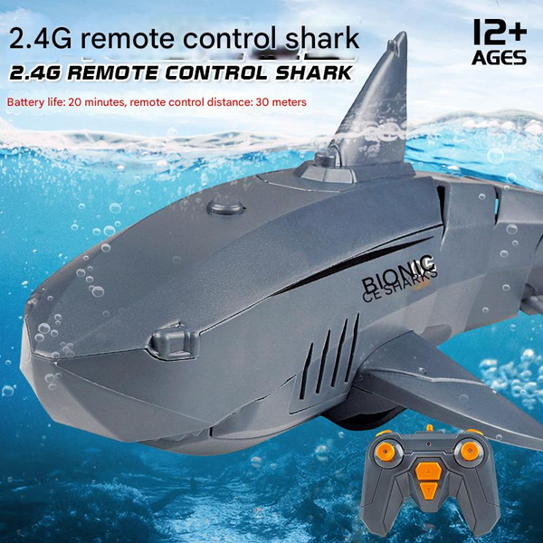 Electric/RC Boats 2.4G Remote Control Electric Shark Rechargeable Summer Water Diving Speedboat Toy