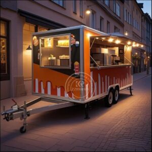 Stainless Steel Mobile Kitchen Food Trailer Pizza Oven Truck Food Carts and Food Trailers Fully Equipped Ice Cream Coffee Bar