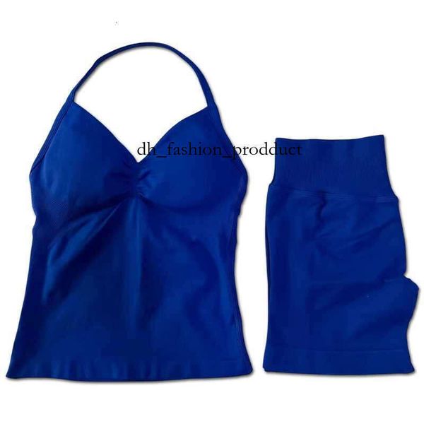 dfyn impact shorts dfyn shorts womens 2pcs Impact Gym Set Womens Backless Tank Top High Waist Threaded Seamless Shorts Gym Set W250410 329