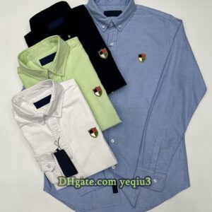 Men Designer Shirts Classic Small Horse Fashion Handsome Embroidered Badge decorate Business Casual Style Plus Size Premium Cotton Plaid Patterns shirt blouse