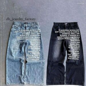 Men's Jeans Y2K Men Vintage American Pattern Letter Streetwear Gothic Harajuku Hip Hop Women Fashion Casual Wide Leg 2e9