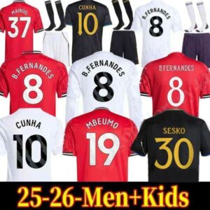 25 26 MAN CUNHA Soccer Jersey AMAD GARNACHO SESKO MAINOO MOUNT unted football shirt MARTINEZ FERNANDES YORO UNTED CASEMIRO MBEUMO Kids Child kit unitedjersey 111